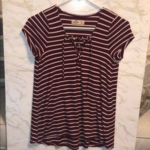 Hollister shirt with lace up front